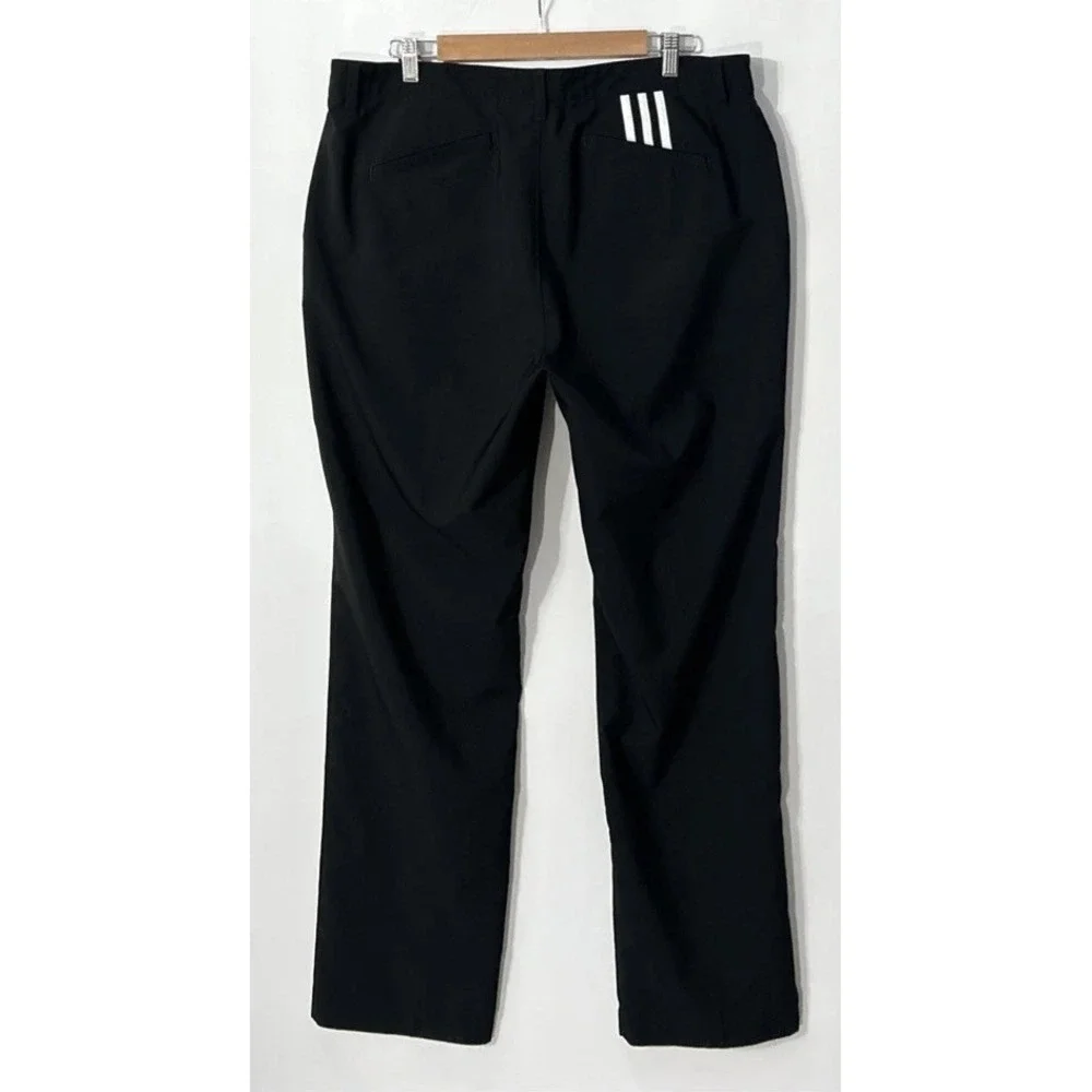 Mens Adidas Golf 3 Stripe Chino Pants Black ClimaLite Lightweight Sz‎ 38